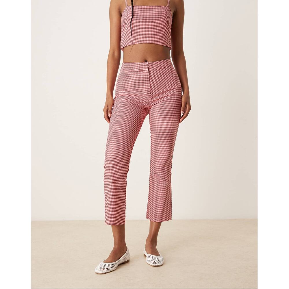 NWT Mango (MNG) Red Gingham Cropped Trouser Pants